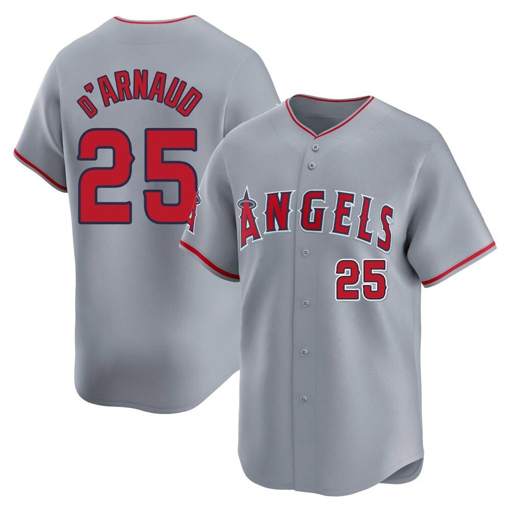 LA.Angels #25 Travis d'Arnaud Player Gray Home Limited Hdoa Stitched Jerseys