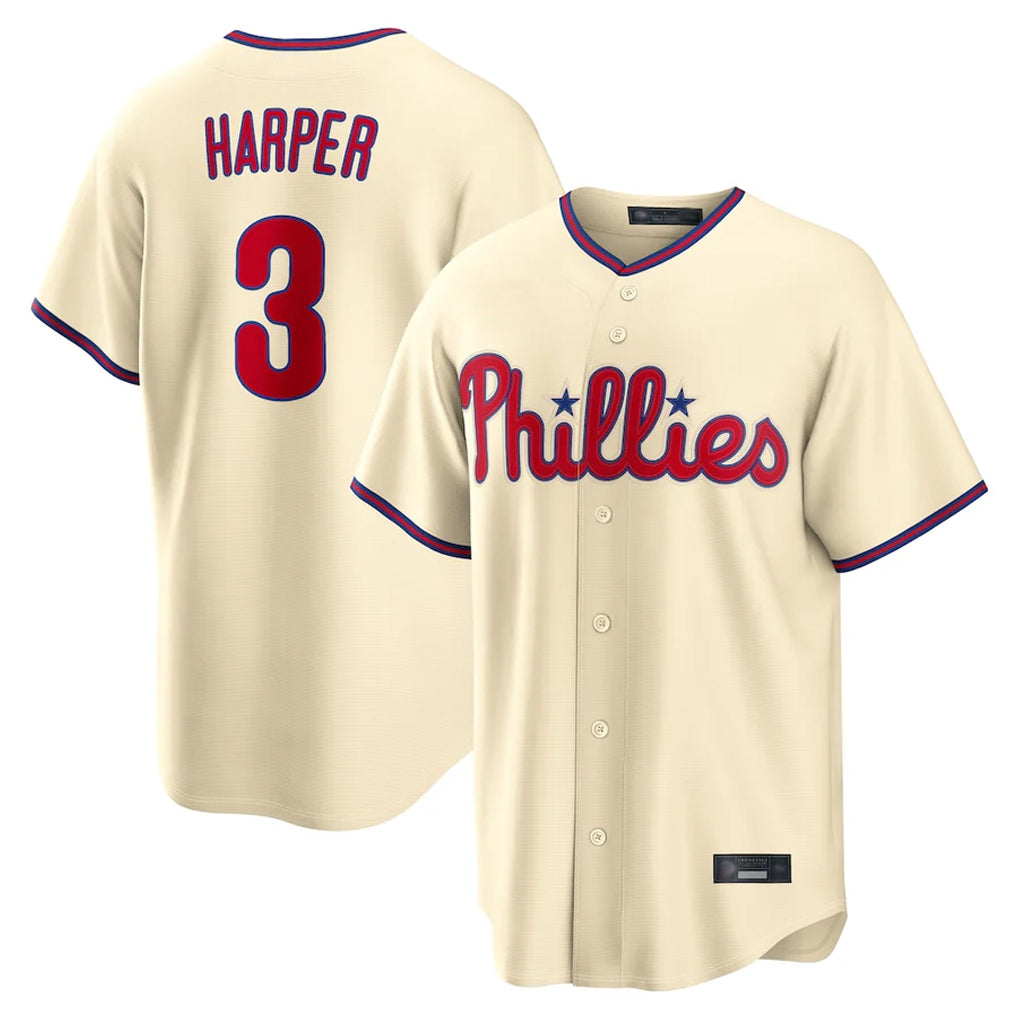 P.Phillies #3 Bryce Harper Player Cream Home Game Hdoa Stitched Jerseys