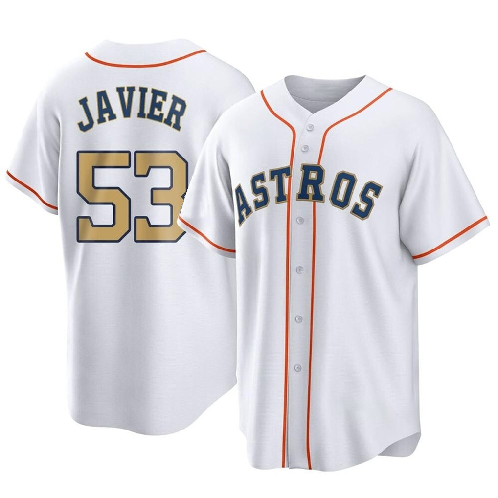 H.Astros #53 Cristian Javier Player Gold Collection Game Home Hdoa Stitched Jerseys