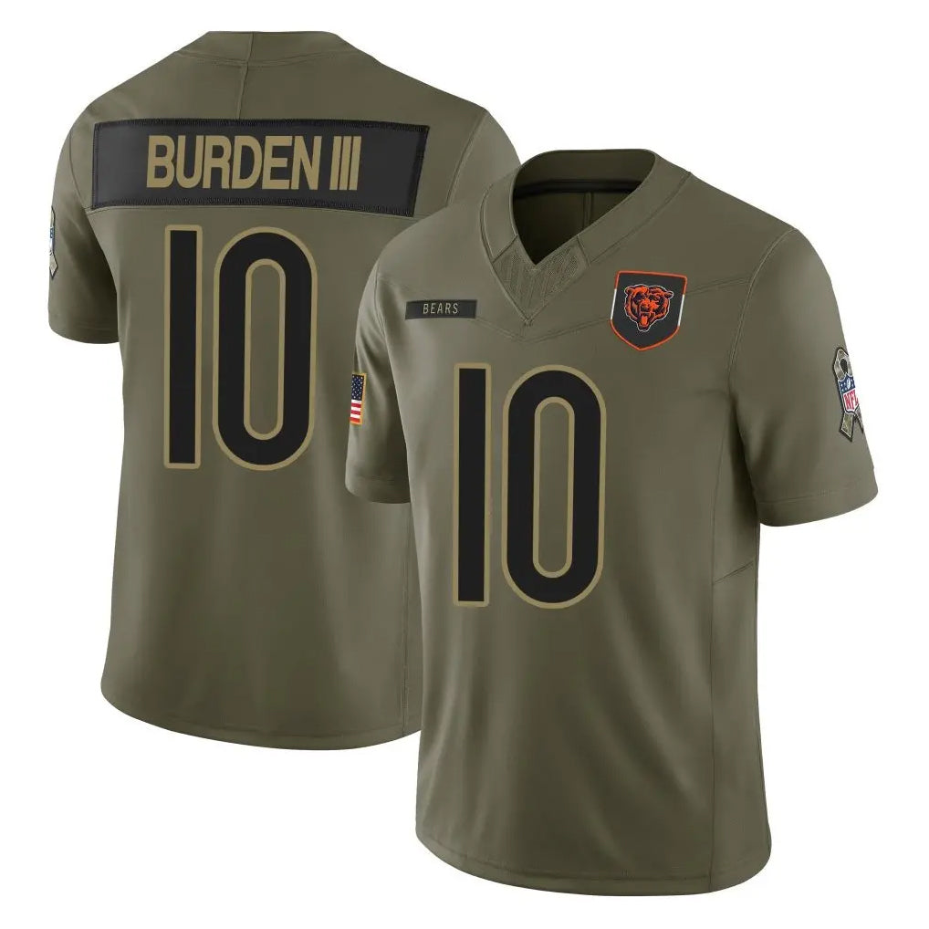 C.Bears #10 Luther Burden III Player Olive Salute to Service Limited Home Game Hdoa Stitched Jerseys