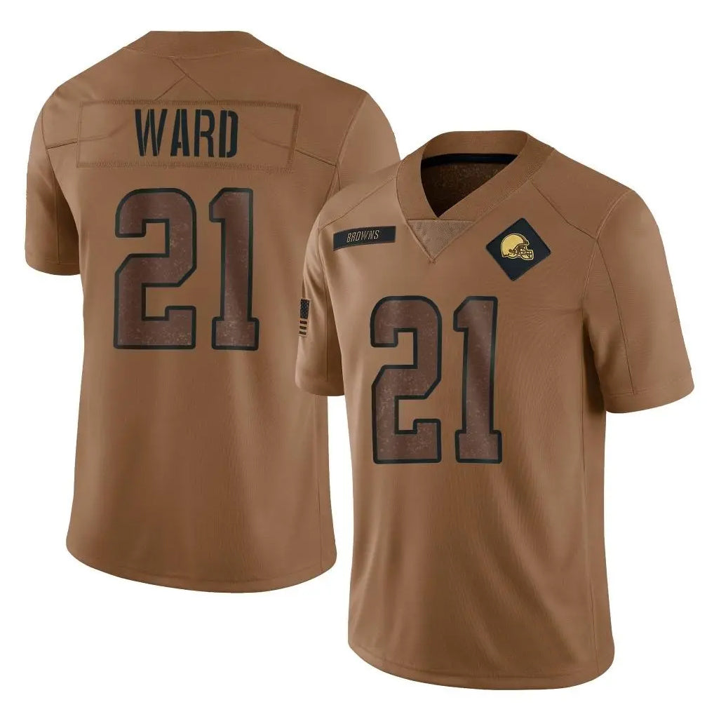 C.Browns #21 Denzel Ward Player Brown Salute to Service Limited Home Game Hdoa Stitched Jerseys