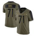 C.Bengals #71 Amarius Mims Player Olive Salute to Service Game Hdoa Stitched Jerseys