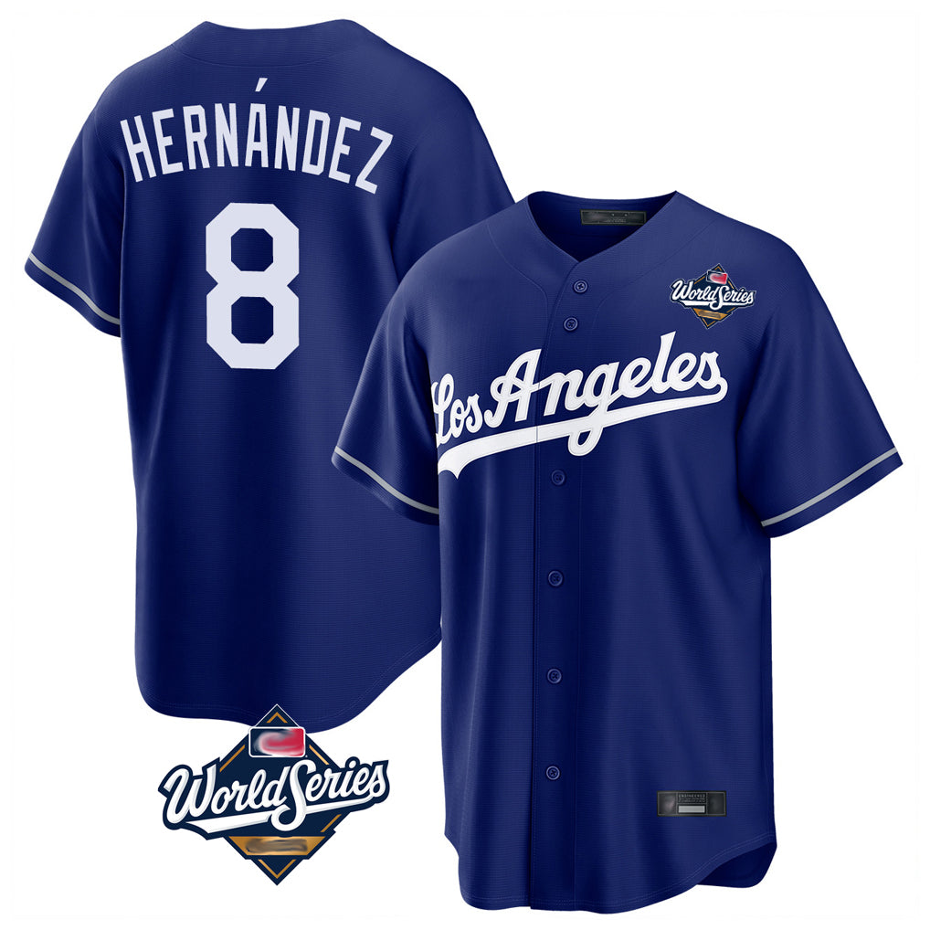 LA.Dodgers #8 Enrique Hern¨¢ndez Player Royal World Series Game Hdoa Stitched Jerseys