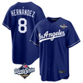 LA.Dodgers #8 Enrique Hern¨¢ndez Player Royal World Series Game Hdoa Stitched Jerseys