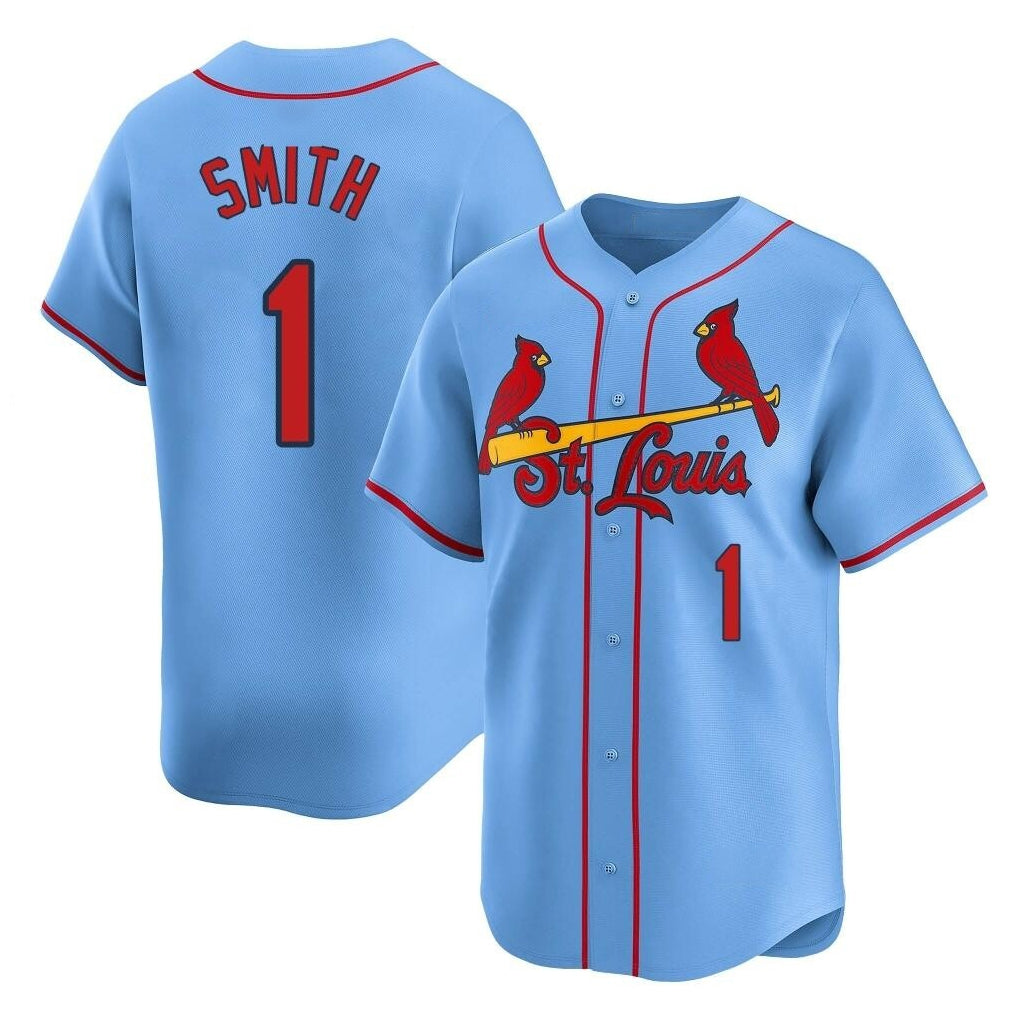 St. Louis Cardinals #1 Ozzie Smith Player Light Blue Home Limited Hdoa Stitched Jerseys