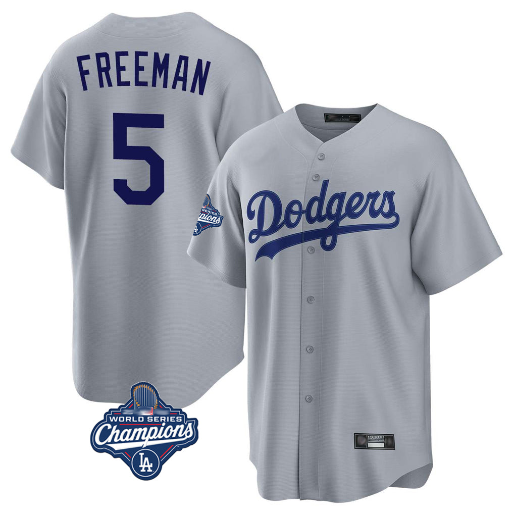 LA.Dodgers #5 Freddie Freeman Player Gray World Series Meet Game Hdoa Stitched Jerseys