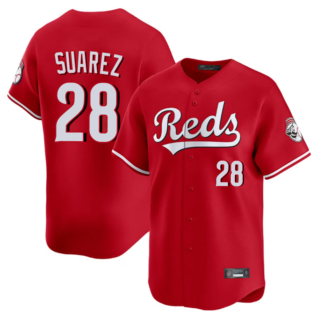 C.Reds #28 Eugenio Su¨¢rez Player Red Home Limited Hdoa Stitched Jerseys