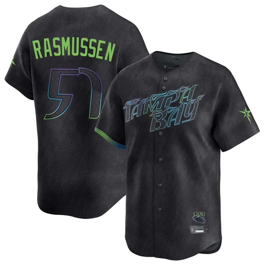 T.Bay Rays #57 Drew Rasmussen Player Black City Connect Home Limited Hdoa Stitched Jerseys
