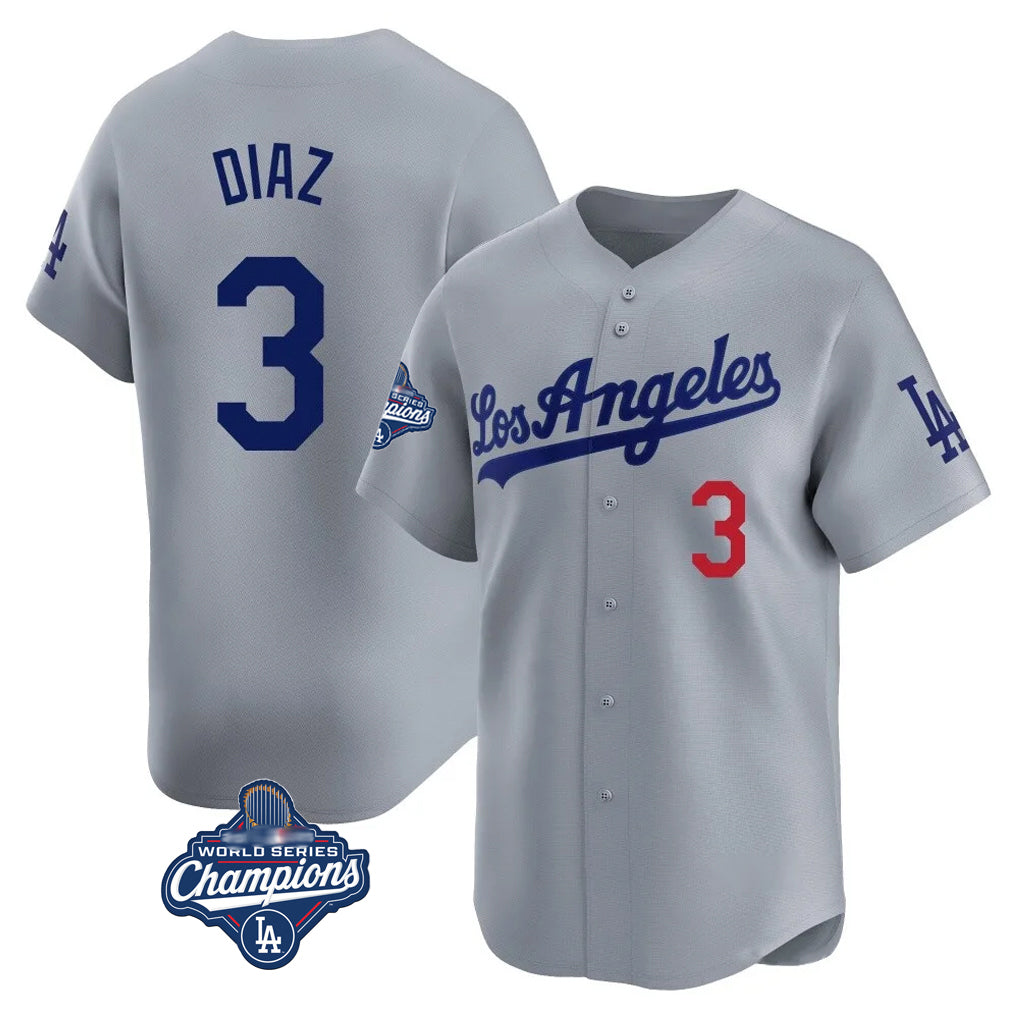 LA.Dodgers #3 Edwin D¨ªaz Player Gray World Series Meet Limited Home Hdoa Stitched Jerseys