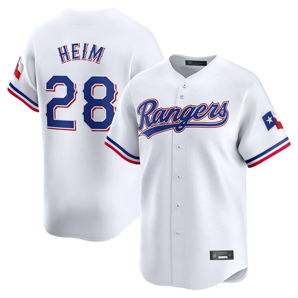 T.Rangers #28 Jonah Heim Player White Home Limited Hdoa Stitched Jerseys