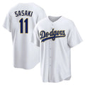 LA.Dodgers #11 Roki Sasaki Player Gold White 2026 Collection Stadium Game Hdoa Stitched Jerseys