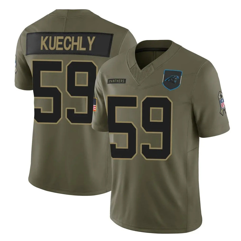 C.Panthers #59 Luke Kuechly Player Olive Salute to Service Limited Home Game Hdoa Stitched Jerseys