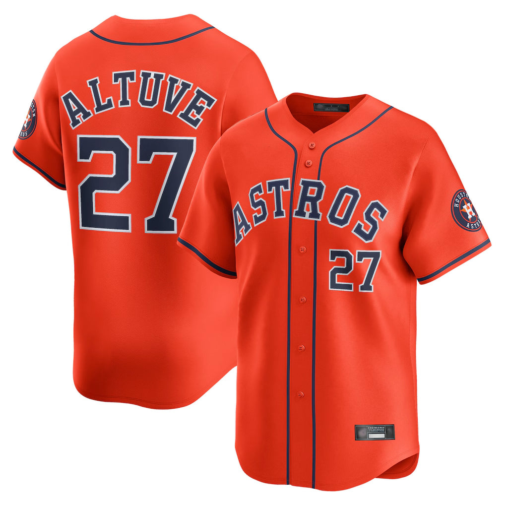 H.Astros #27 Jose Altuve Player Orange Home Limited Hdoa Stitched Jerseys