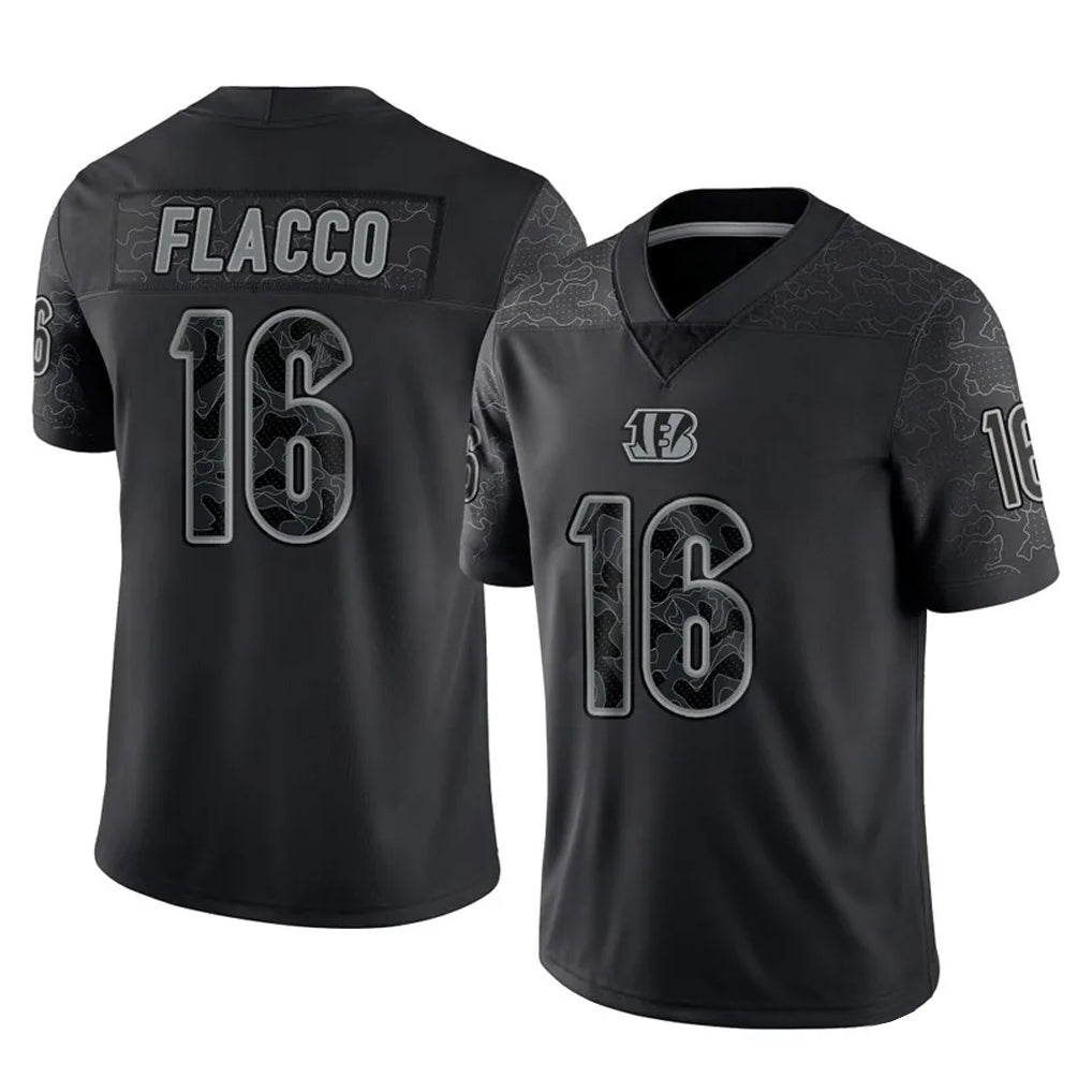 C.Bengals #16 Joe Flacco Player Black Reflective Limited Game Hdoa Stitched Jerseys