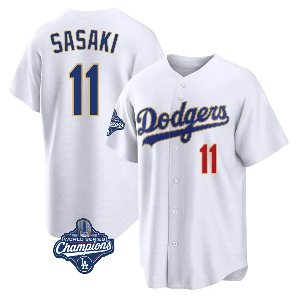 LA.Dodgers #11 Roki Sasaki Player Gold White World Series Meet 2026 Collection Stadium Limited Hdoa Stitched Jerseys
