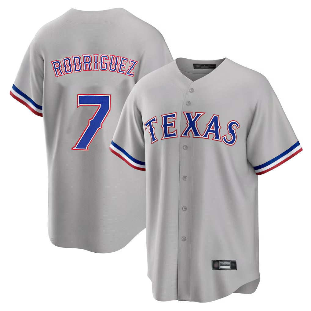 T.Rangers #7 Ivan Rodriguez Player Gray Home Game Hdoa Stitched Jerseys