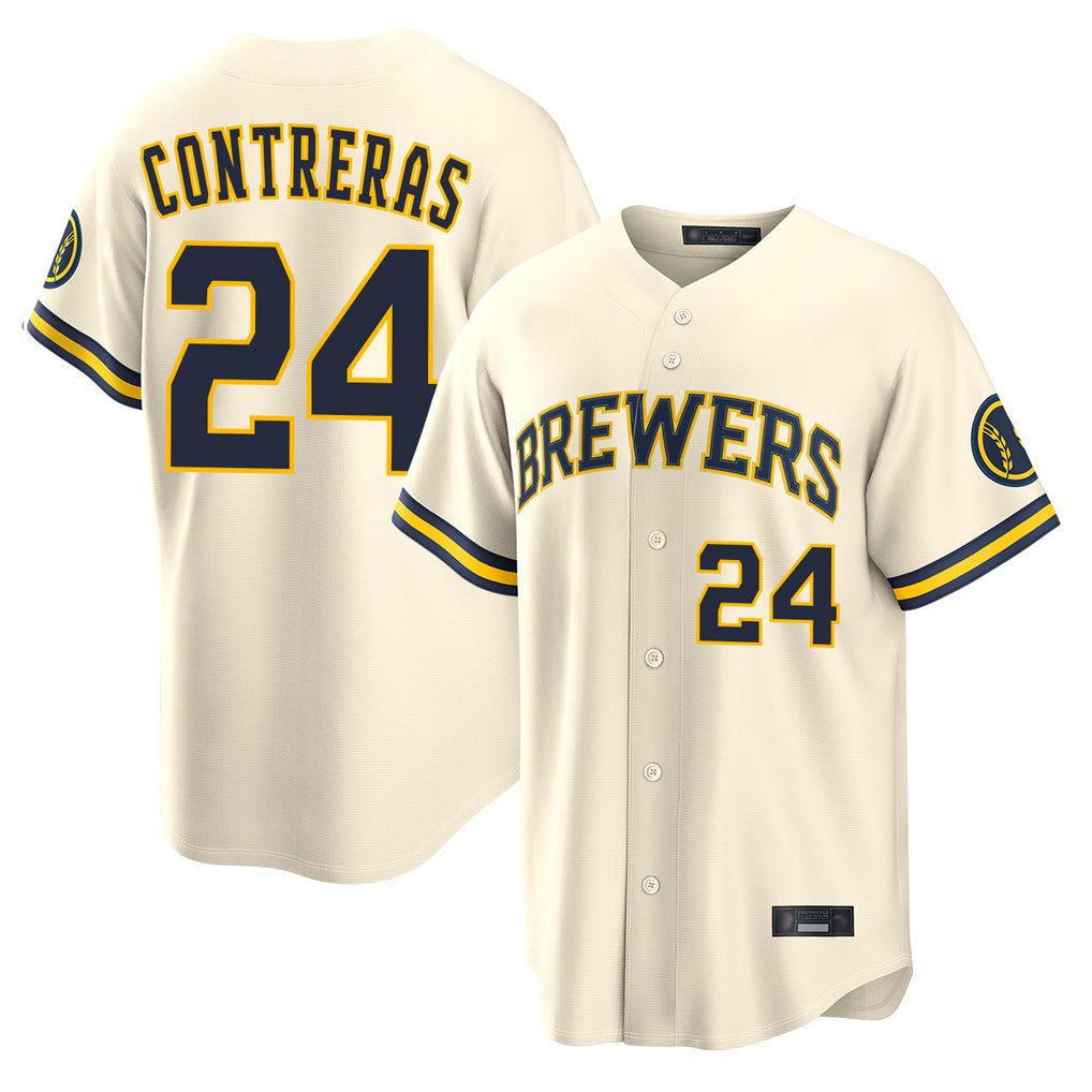 M.Brewers #24 William Contreras Player Cream Home Limited Hdoa Stitched Jerseys