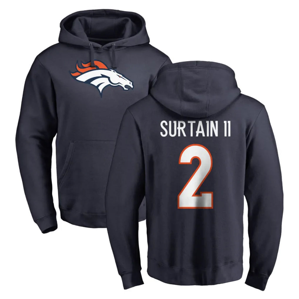 D.Broncos #2 Pat Surtain II Player Navy Pullover Hoodie Limited Hdoa Stitched Jerseys