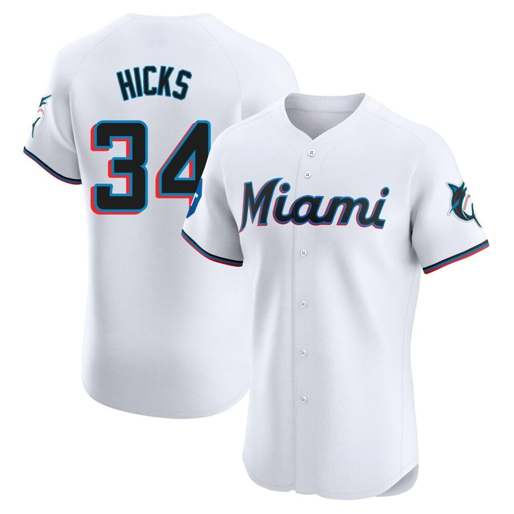 M.Marlins #34 Liam Hicks Player White  Home Limited Elite Hdoa Stitched Jerseys