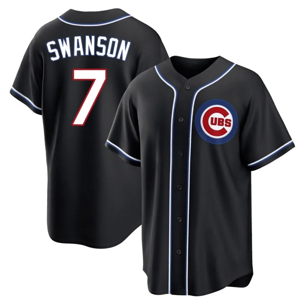 C.Cubs #7 Dansby Swanson Player Black Fashion Out Game Hdoa Stitched Jerseys