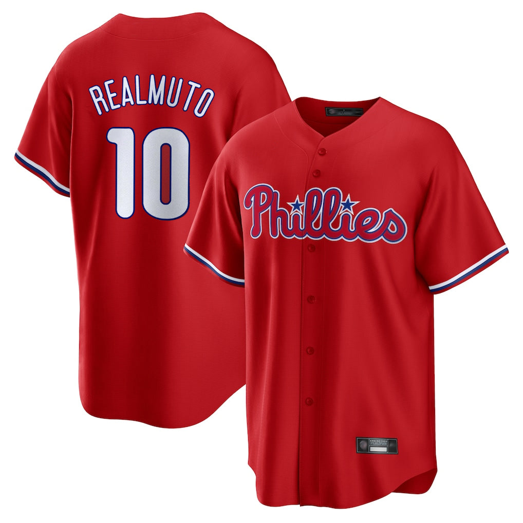 P.Phillies #10 J.T. Realmuto Player Red Home Game Hdoa Stitched Jerseys