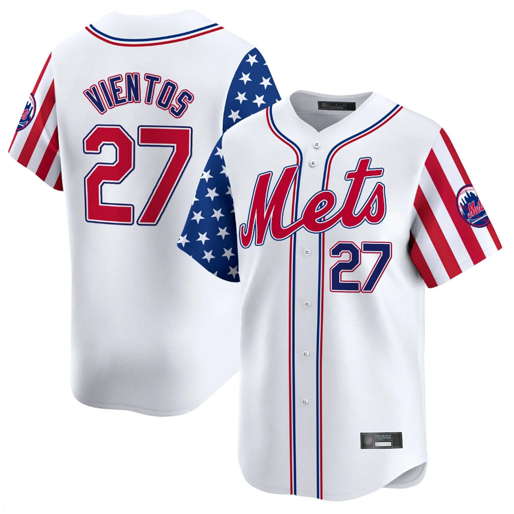NY.Mets #27 Mark Vientos Player White 2025 Independence Day Vapor Premier Limited  Hdoa Stitched Jerseys