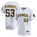 M.Brewers #53 Brandon Woodruff Player White Stripes Home Limited Hdoa Stitched Jerseys