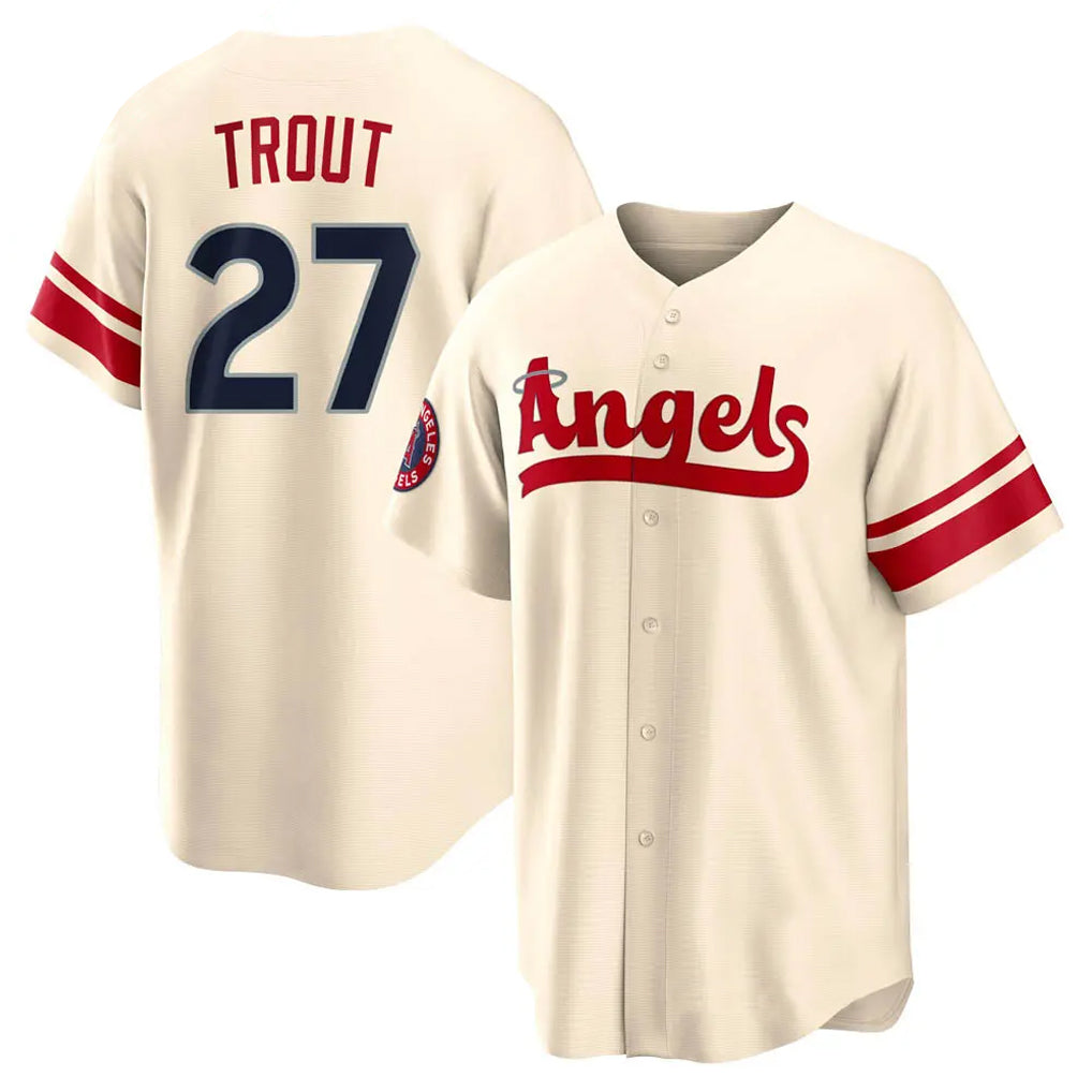 LA.Angels #27 Mike Trout Player Cream City Connect Home Hdoa Stitched Jerseys