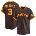 S.Diego Padres #3 Jackson Merrill Player Brown Home Cooperstown Collection Replica Game Hdoa Stitched Jerseys