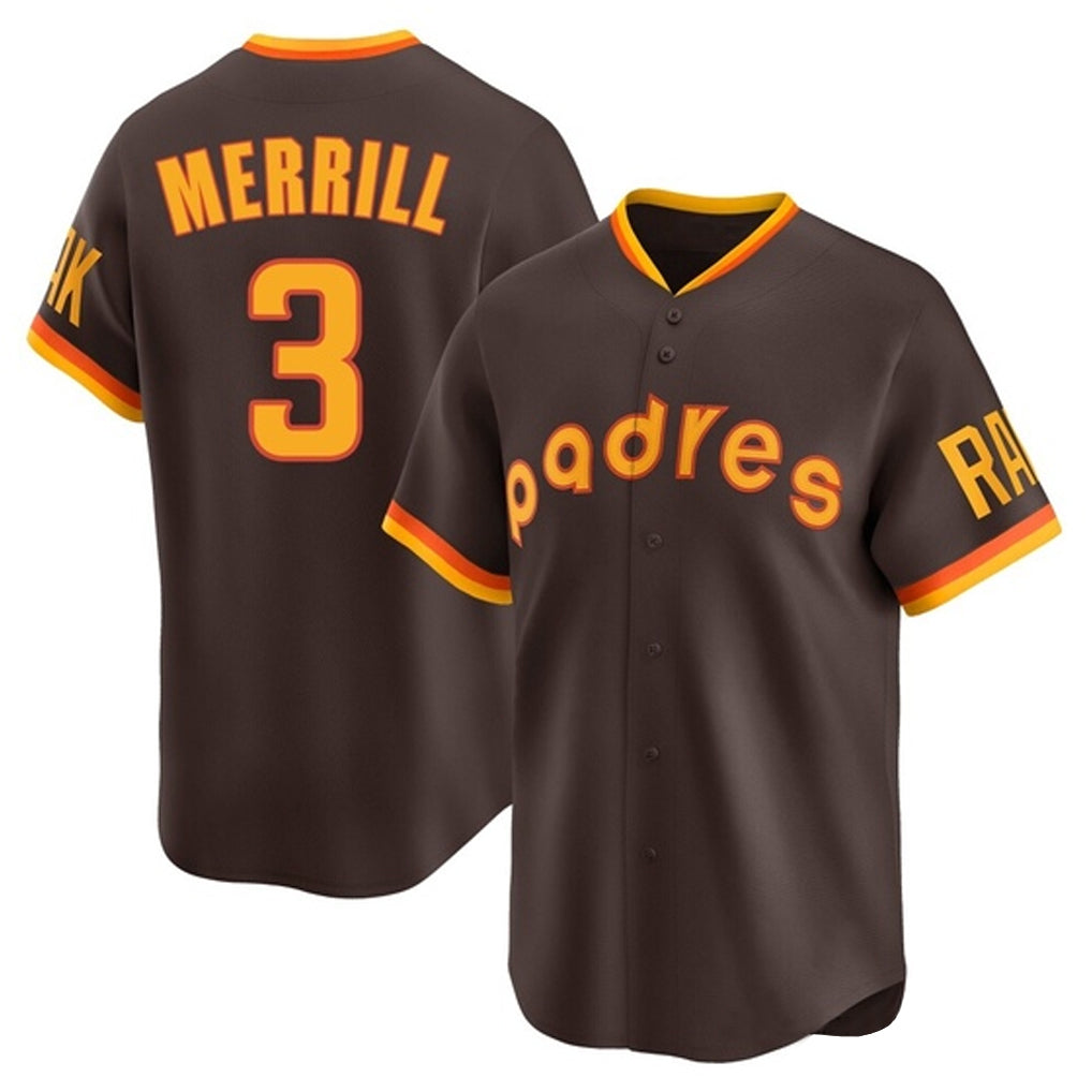S.Diego Padres #3 Jackson Merrill Player Brown Home Cooperstown Collection Replica Game Hdoa Stitched Jerseys