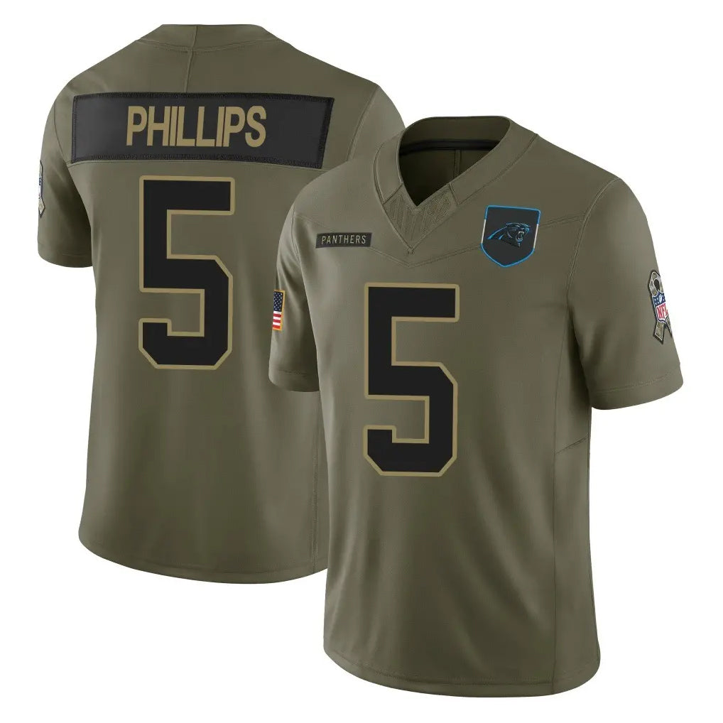 C.Panthers #5 Jaelan Phillips Player Olive Salute to Service Limited Home Game Hdoa Stitched Jerseys