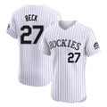 C.Rockies #27 Jordan Beck Player White Limited Elite Home Hdoa Stitched Jerseys