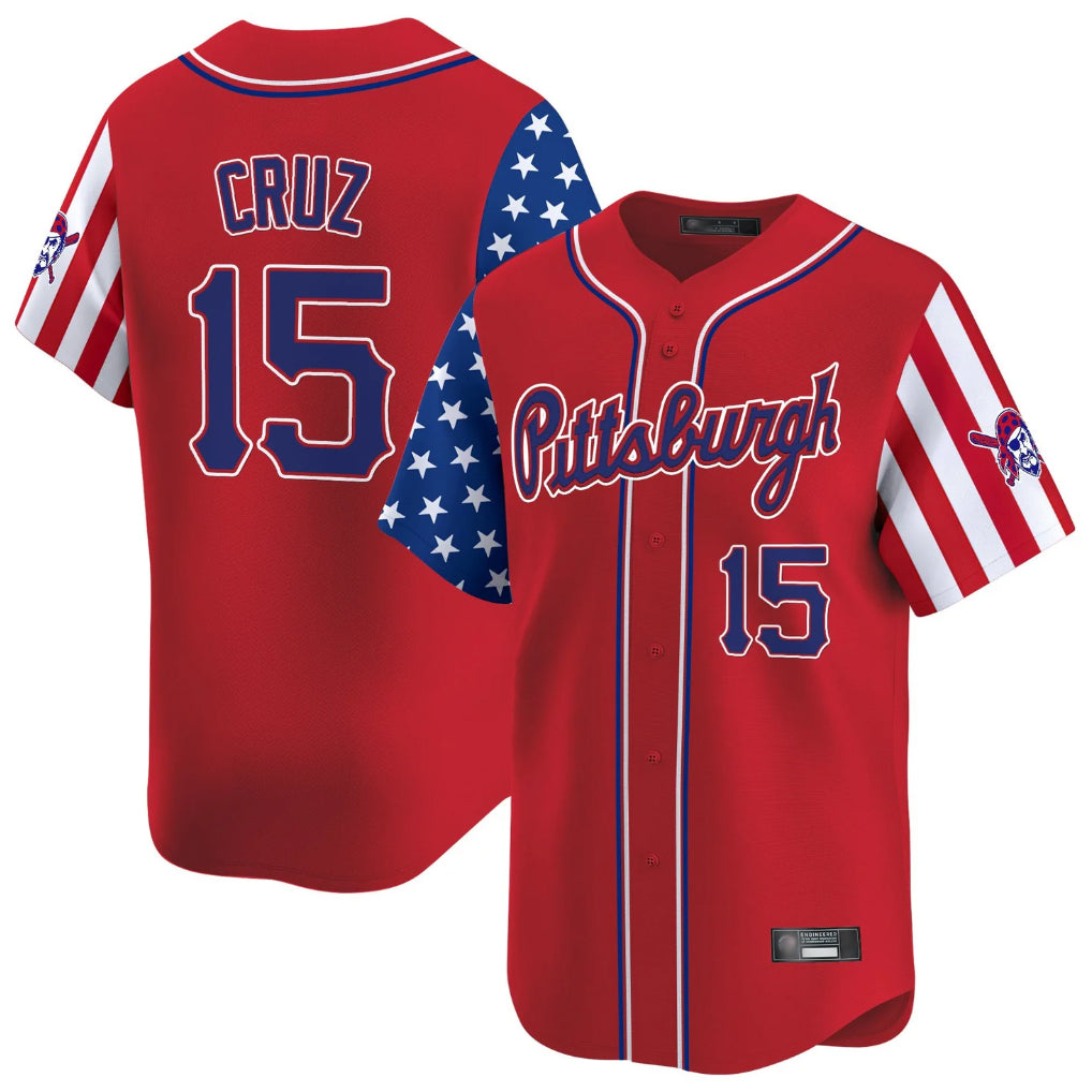 P.Pirates #15 Oneil Cruz Player Red 2025 Independence Day Vapor Premier Limited Hdoa Stitched Jerseys