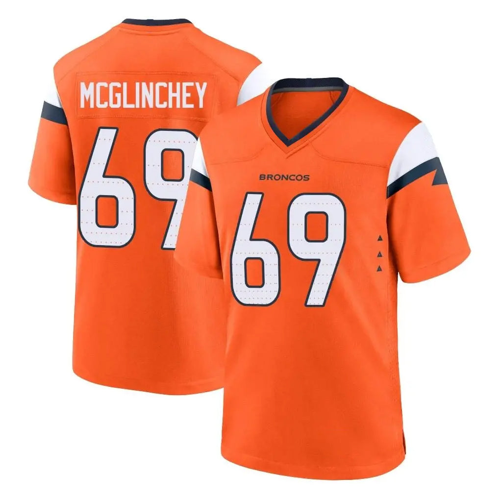 D.Broncos #69 Mike McGlinchey Player Orange Home Game Hdoa Stitched Jerseys