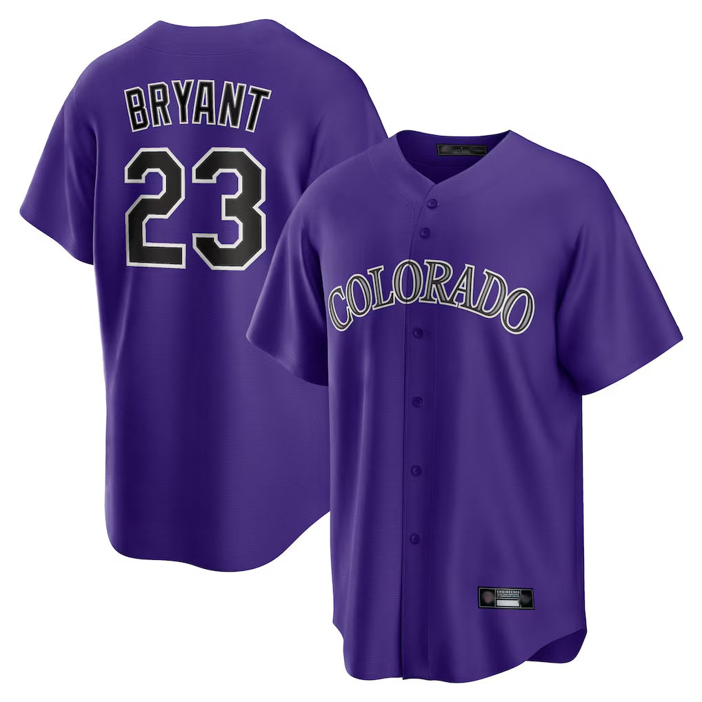 C.Rockies #23 Kris Bryant Player Purple Game Home Hdoa Stitched Jerseys