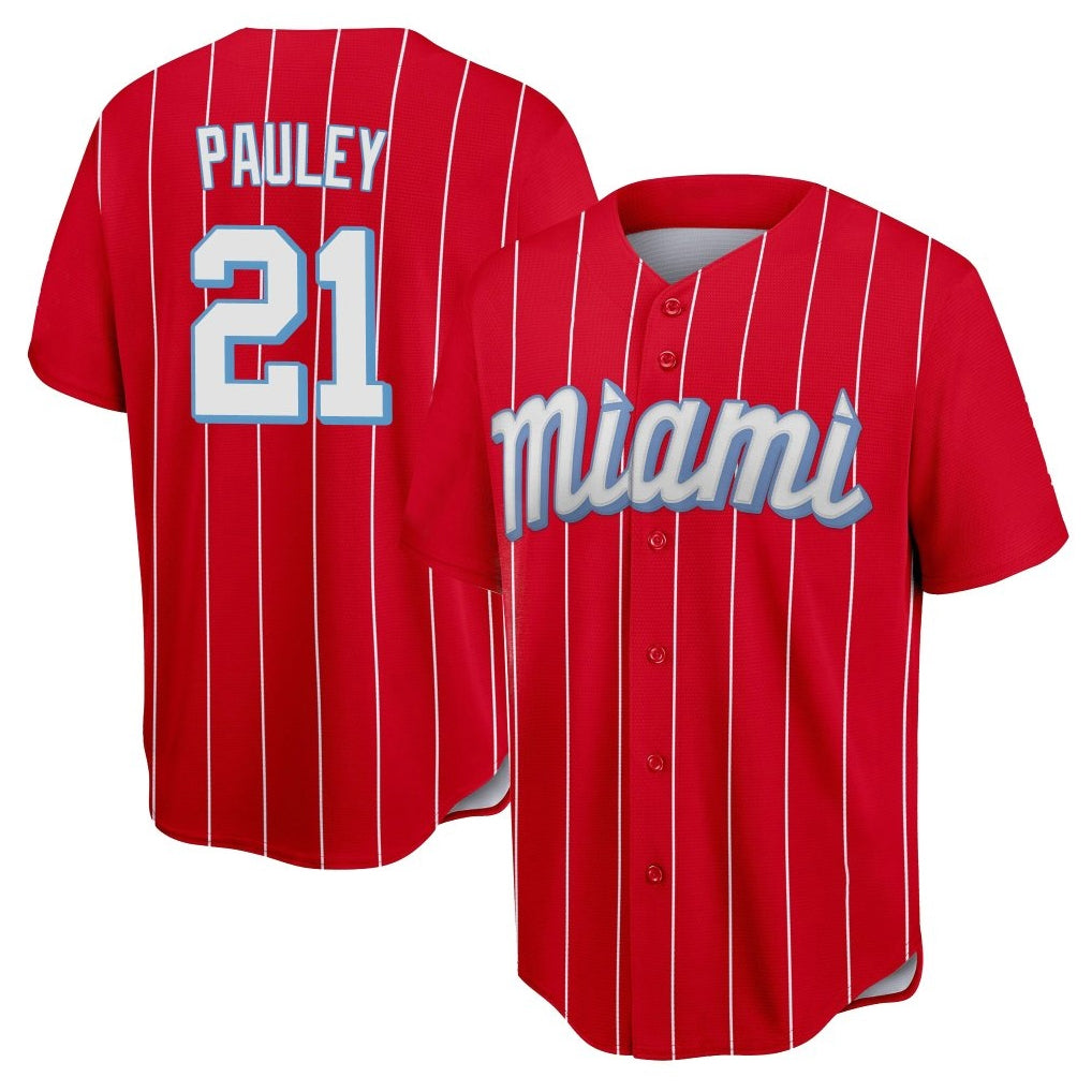 M.Marlins #21 Graham Pauley Player Red City Connect Home Game Hdoa Stitched Jerseys