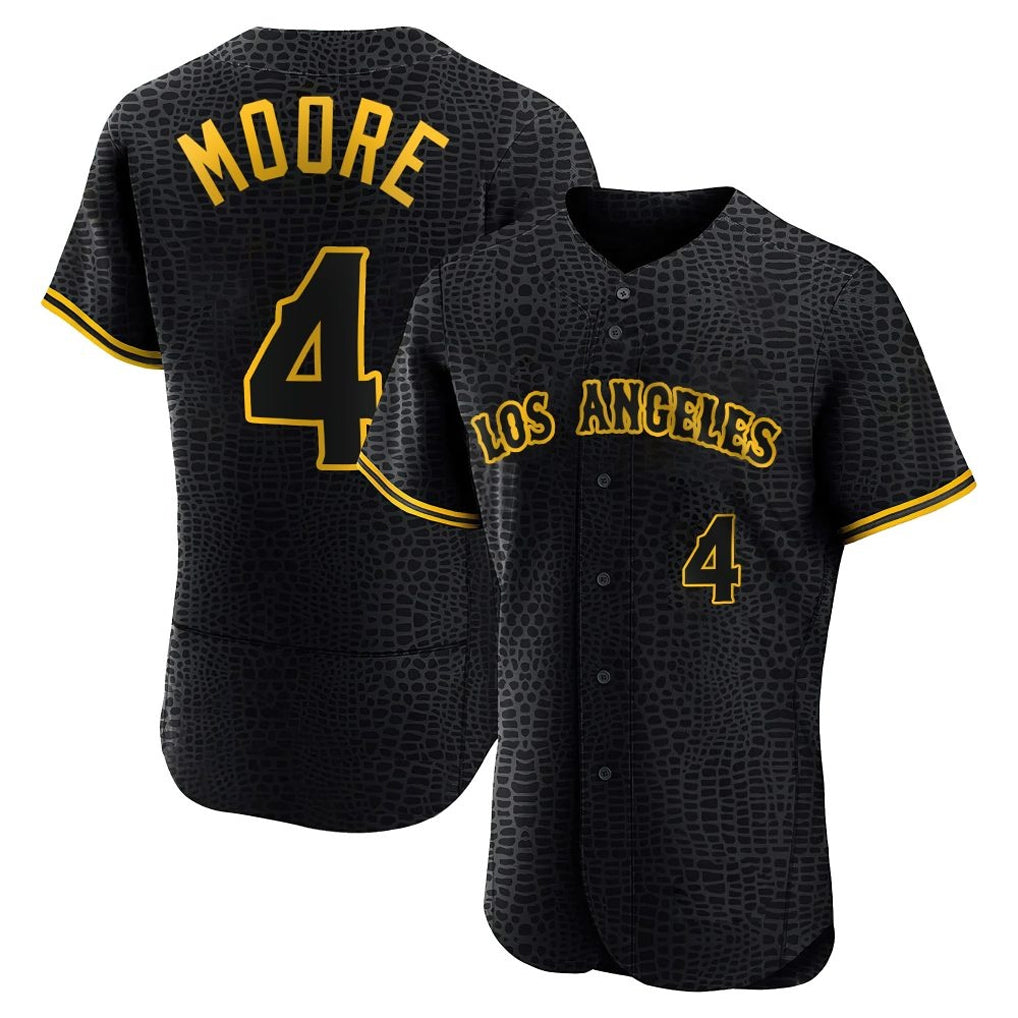 LA.Angels #4 Christian Moore Player Black Snake Skin City Limited Elite Home Hdoa Stitched Jerseys