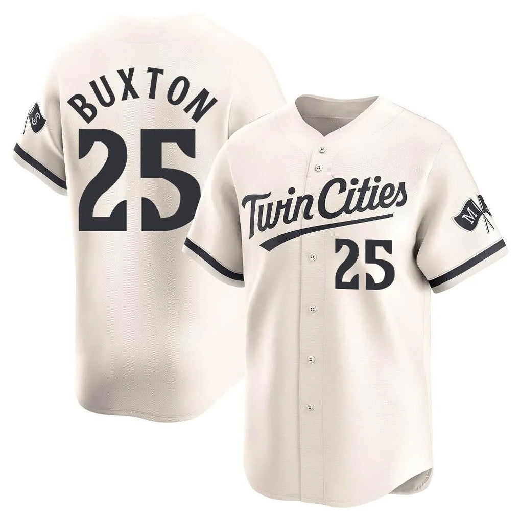 M.Twins #25 Byron Buxton Player Cream Home Limited Hdoa Stitched Jerseys