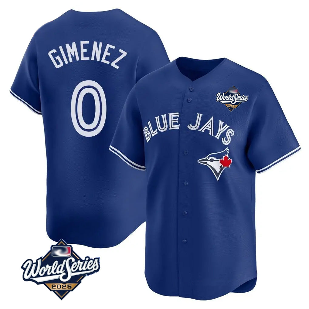 T.Blue Jays #0 Andres Gimenez Player Royal 2025 World Series Limited Hdoa Stitched Jerseys