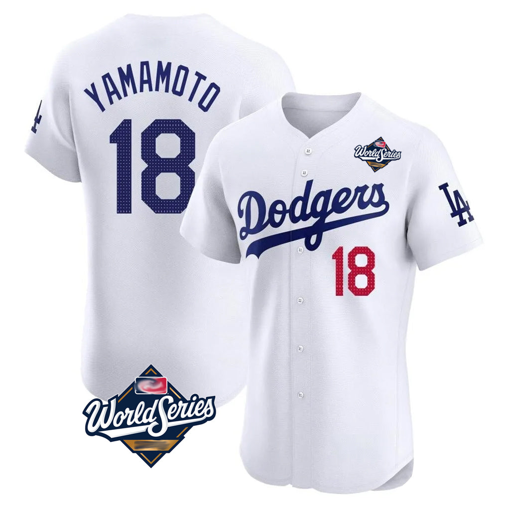 LA.Dodgers #18 Yoshinobu Yamamoto Player White World Series Limited Elite Home Hdoa Stitched Jerseys