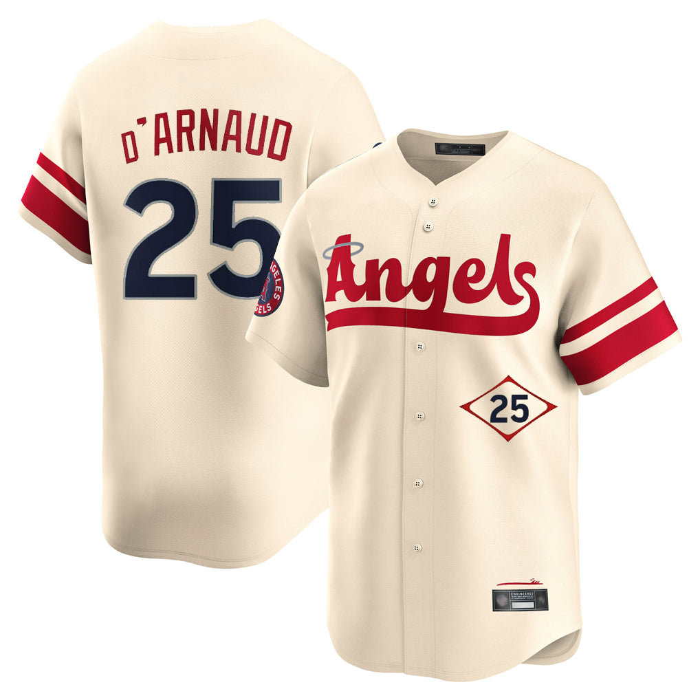 LA.Angels #25 Travis d'Arnaud Player Cream City Connect Limited Home Hdoa Stitched Jerseys