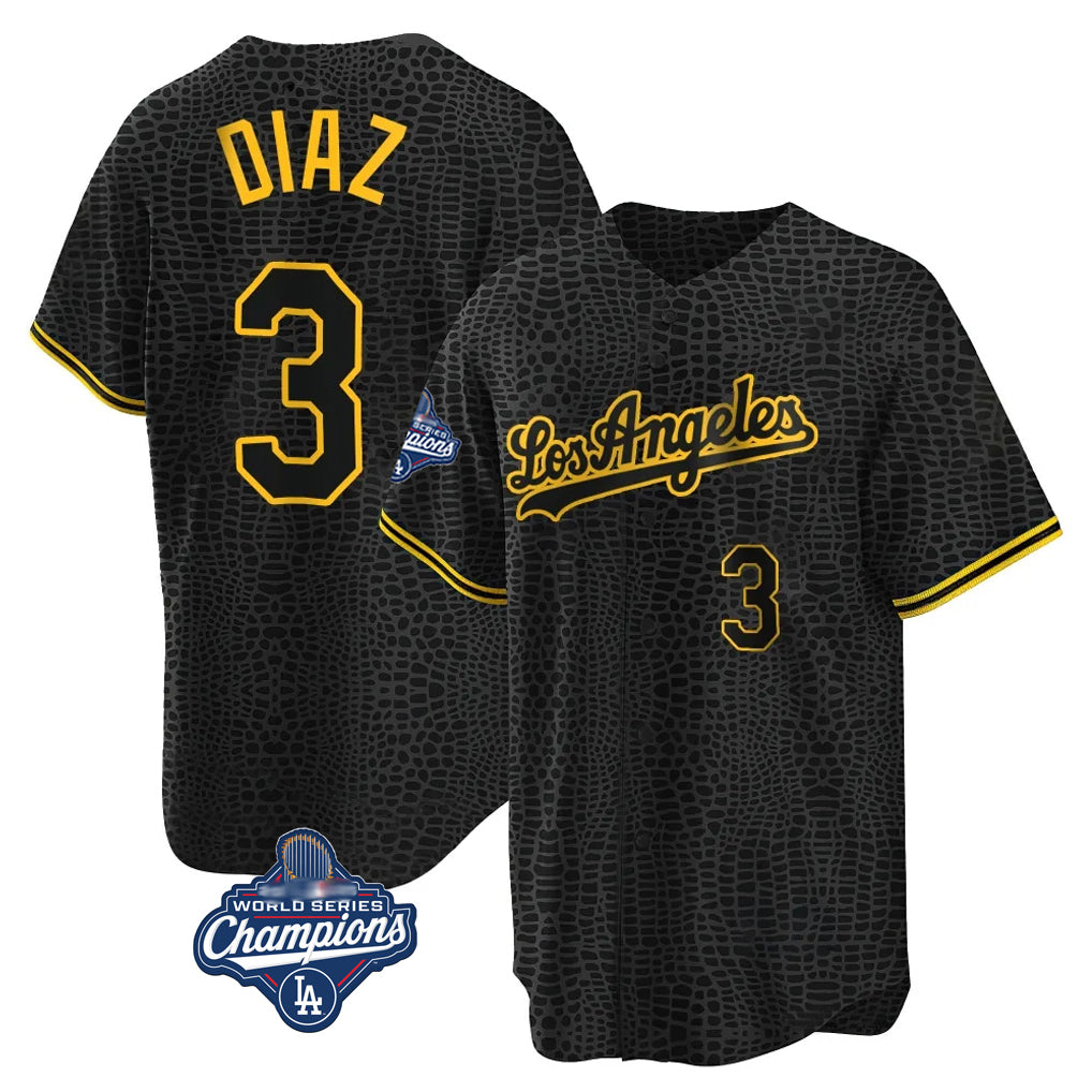 LA.Dodgers #3 Edwin D¨ªaz Player Black Gold World Series Meet Limited Home Hdoa Stitched Jerseys