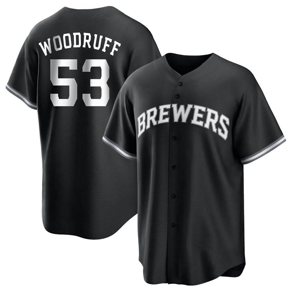 M.Brewers #53 Brandon Woodruff Player Black Game Home Hdoa Stitched Jerseys