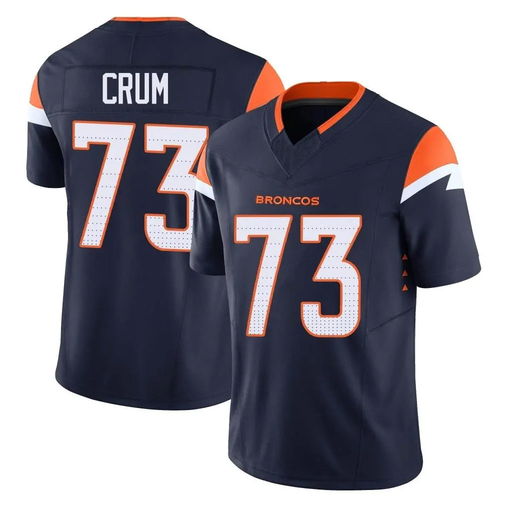 D.Broncos #73 Frank Crum Player Navy Limited Vapor F.U.S.E. Home Game Hdoa Stitched Jerseys