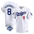 LA.Dodgers #8 Enrique Hern¨¢ndez Player White World Series Meet Limited Home Hdoa Stitched Jerseys