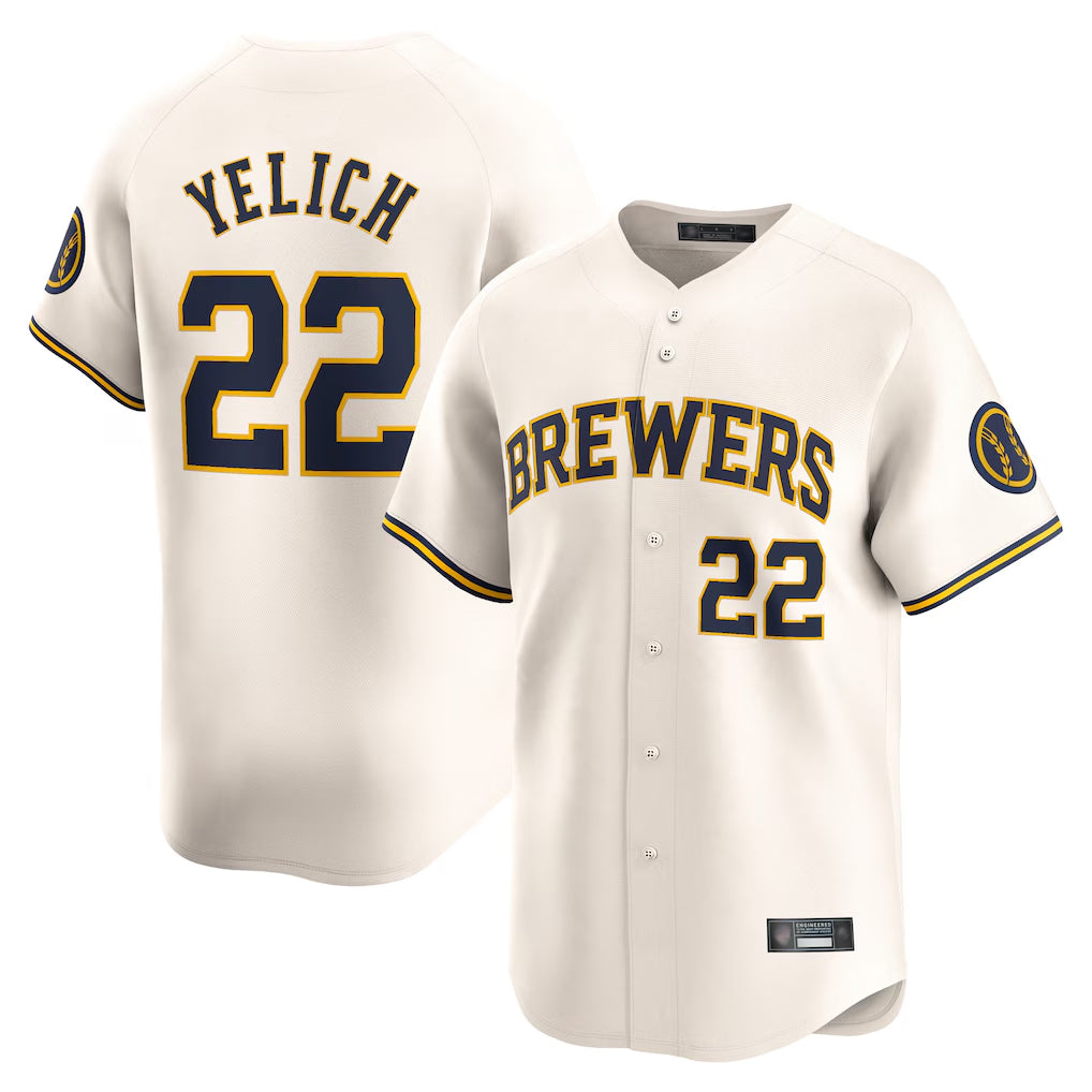 M.Brewers #22 Christian Yelich Player Cream Home Limited Hdoa Stitched Jerseys