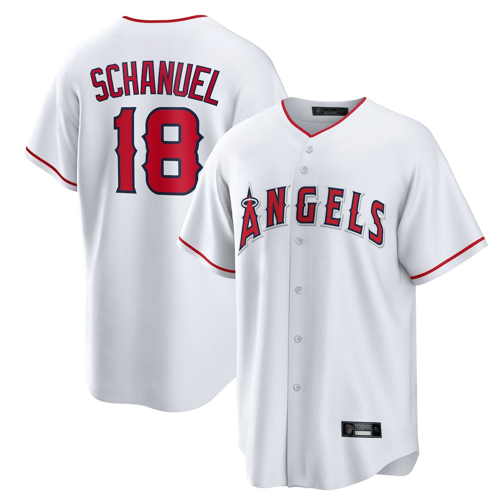 LA.Angels #18 Nolan Schanuel Player White Home Game Hdoa Stitched Jerseys