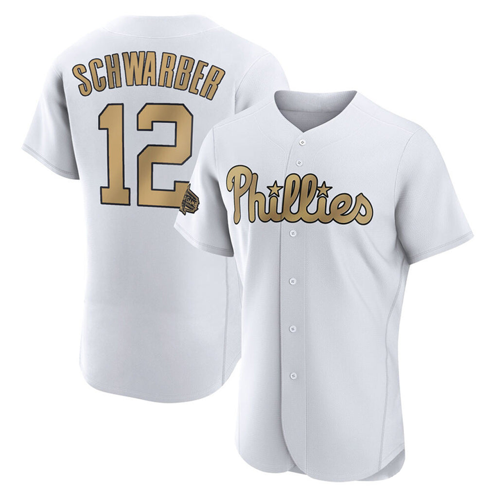 P.Phillies #12 Kyle Schwarber Player Gold All-Star Home Limited Elite Hdoa Stitched Jerseys