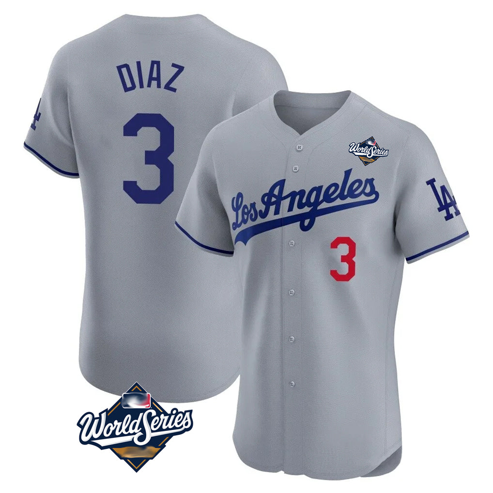 LA.Dodgers #3 Edwin D¨ªaz Player Gray World Series Limited Elite Home Hdoa Stitched Jerseys