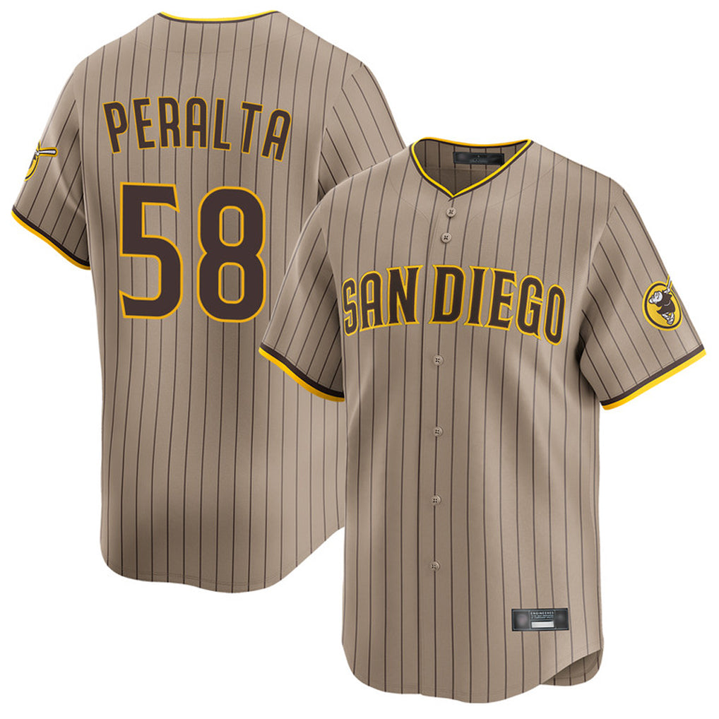 S.Diego Padres #58 Wandy Peralta Player Khaki Home Limited Hdoa Stitched Jerseys